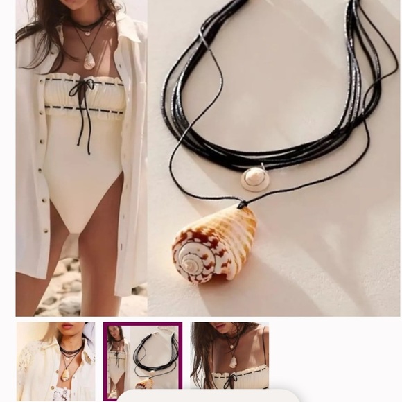 Free People Carolina Layered Shell Necklace NWT - Picture 2 of 3
